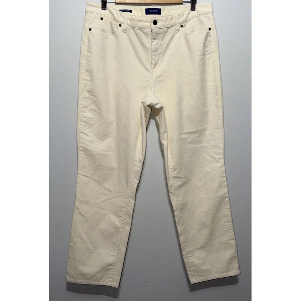 Talbots Women's Corduroy Slim Ankle Curvy Pants Size 14 Ivory